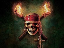 кино - пираты карибского моря - факел, череп